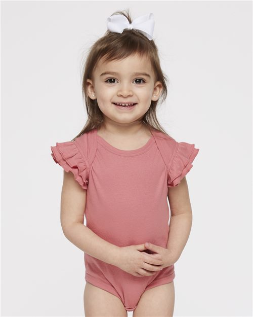 Rabbit Skins 4439 - Infant Flutter Sleeve Baby Rib Bodysuit