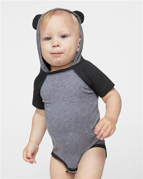 Rabbit Skins 4417 - Infant Fine Jersey Raglan Bodysuit with Hood & Ears