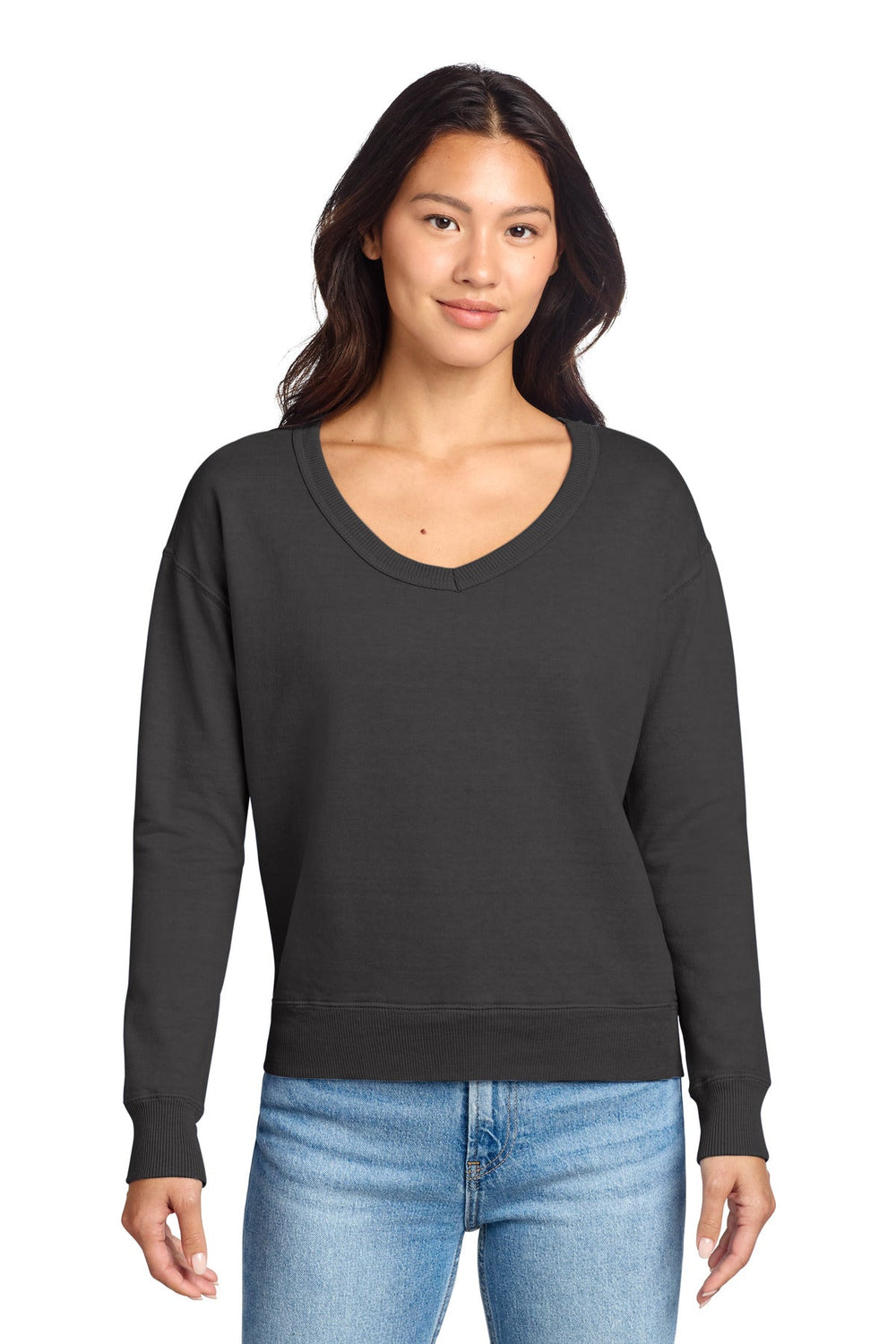 Port & Co LPC098V - Women's Beach Wash Garment-Dyed V-Neck Sweatshirt