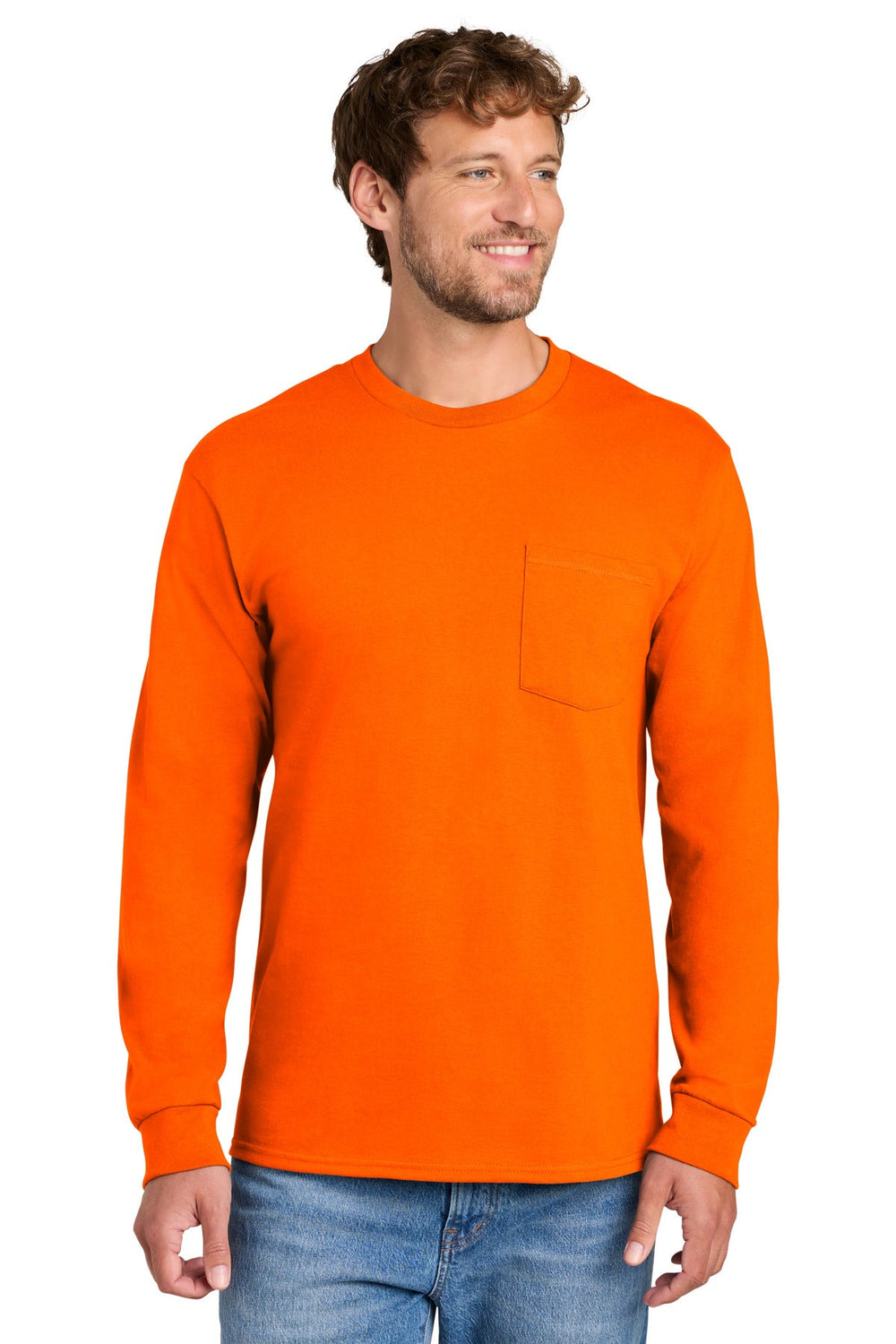Port & Co PC61LSP - Long Sleeve Essential Pocket Tee