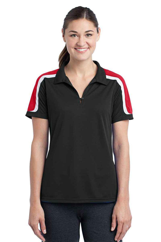 Sport-Tek LST658 - Ladies Tricolor Shoulder Micropique Sport-Wick Polo