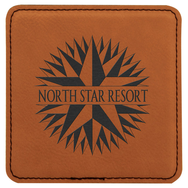 Square Rawhide Laserable Leatherette Coaster