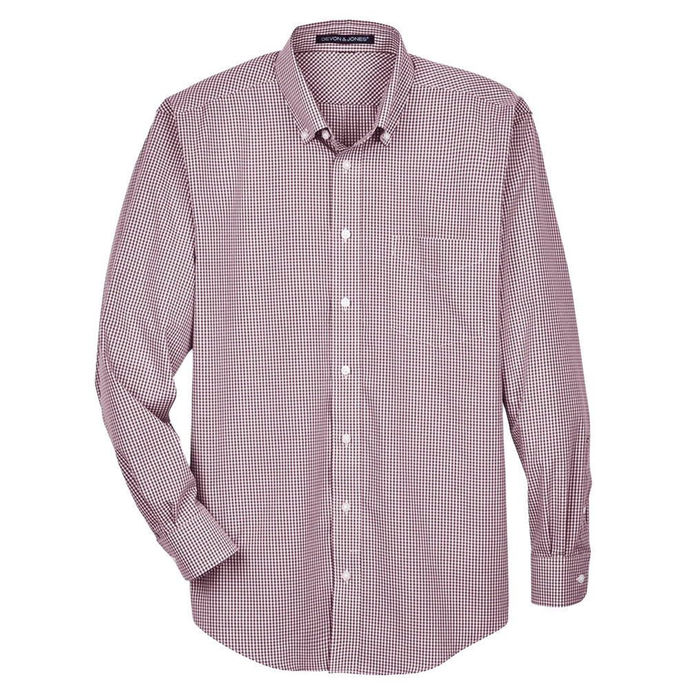 Devon & Jones D640 - Men's Crown Collection® Gingham Check Woven Dress Shirt - Burgundy