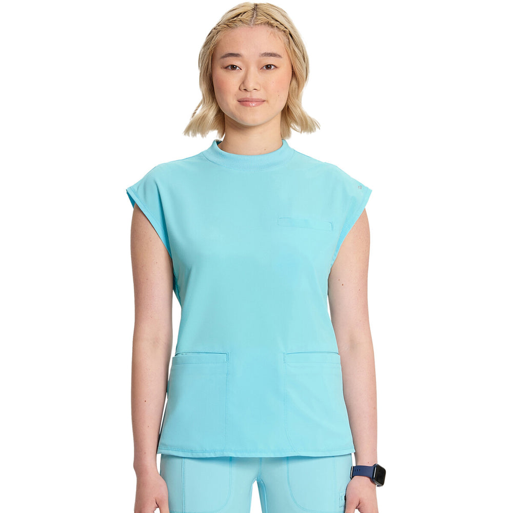 Cherokee CK742A - Mock Neck Top - Cloud Blue