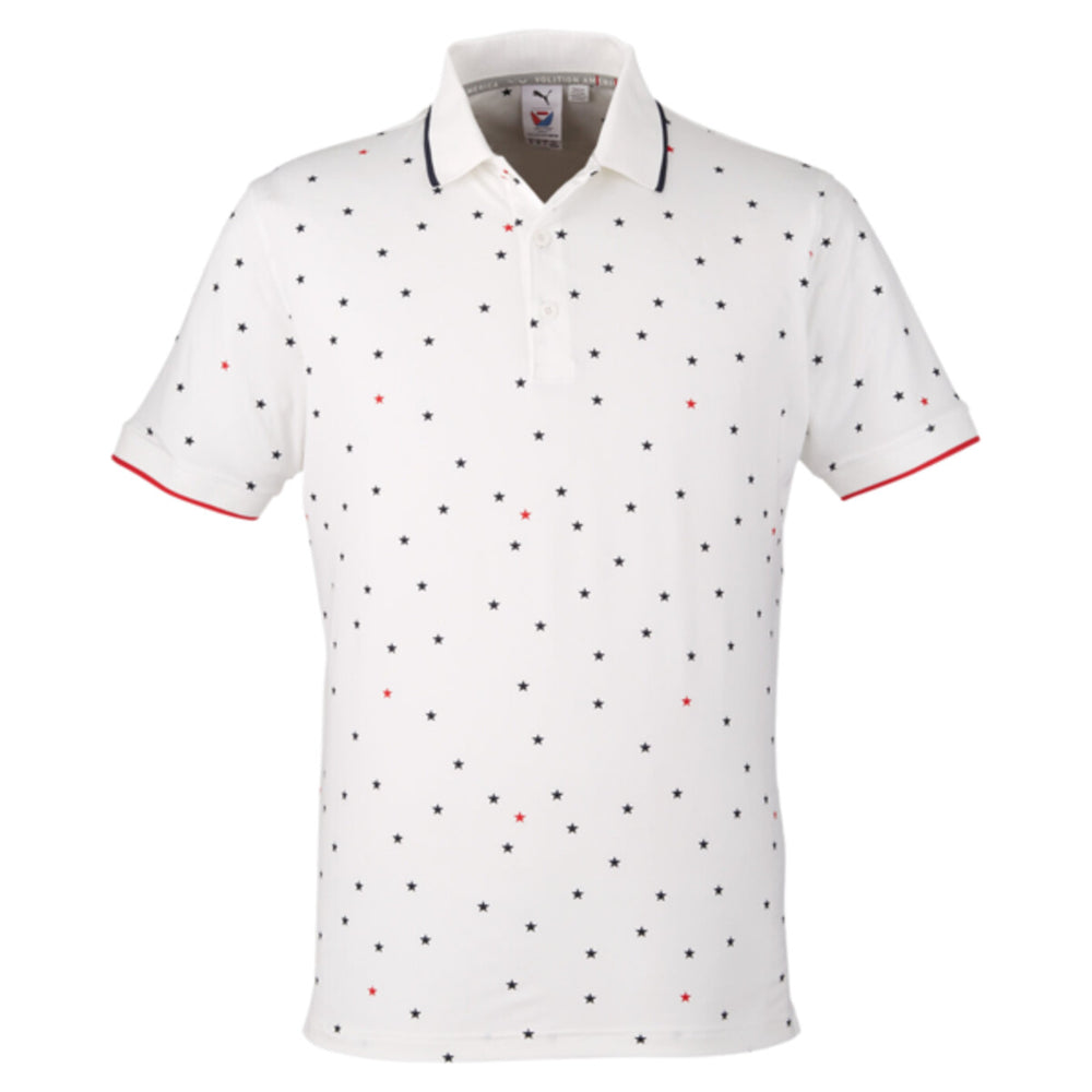 Puma Golf 537477 - Men's Volition Skylight Patriotic Polo - Bright White/Navy Blazer