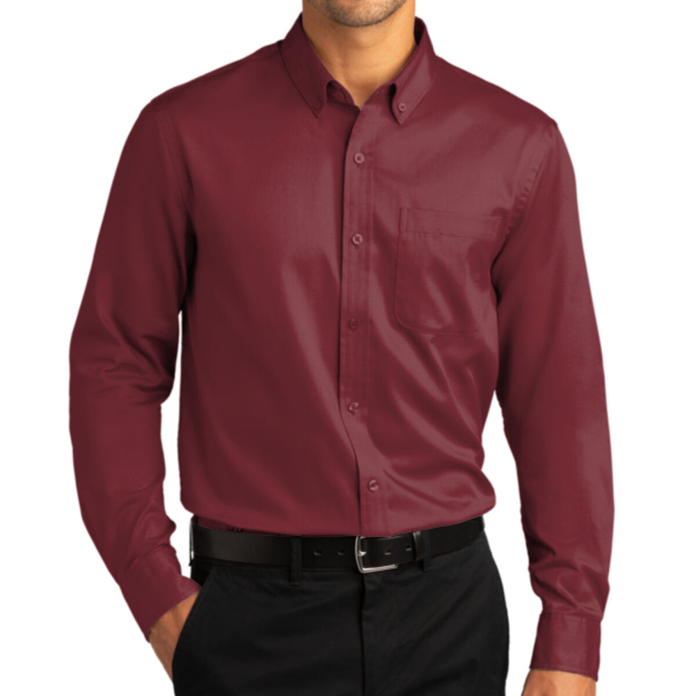 Port Authority W808 - Long Sleeve SuperPro React Twill Shirt - Burgundy