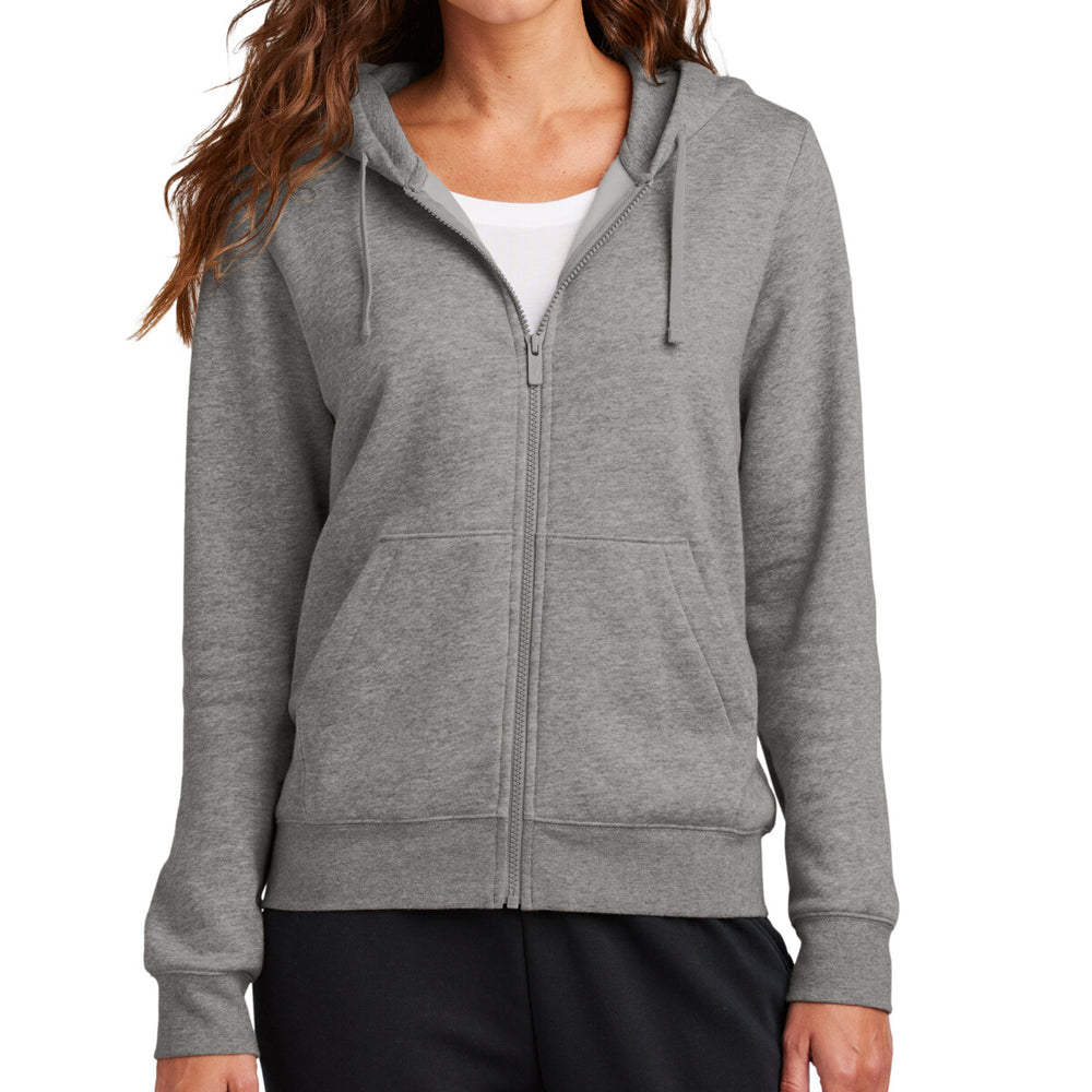 Nike NKFD9890 - Women's Club Fleece Sleeve Swoosh Full Zip Hoodie - Charcoal Heather