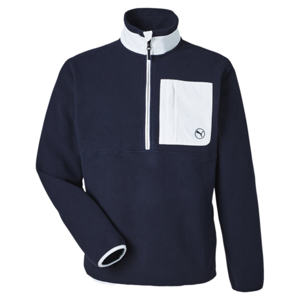 Puma Golf 628407 - Men's Fleece Quarter-Zip Pullover - Deep Navy/White Glow