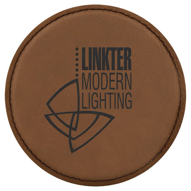 Round Dark Brown Laserable Leatherette Coaster