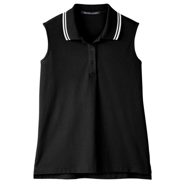 Devon & Jones DG20SW - Women's CrownLux Performance® Plaited Tipped Sleeveless Polo