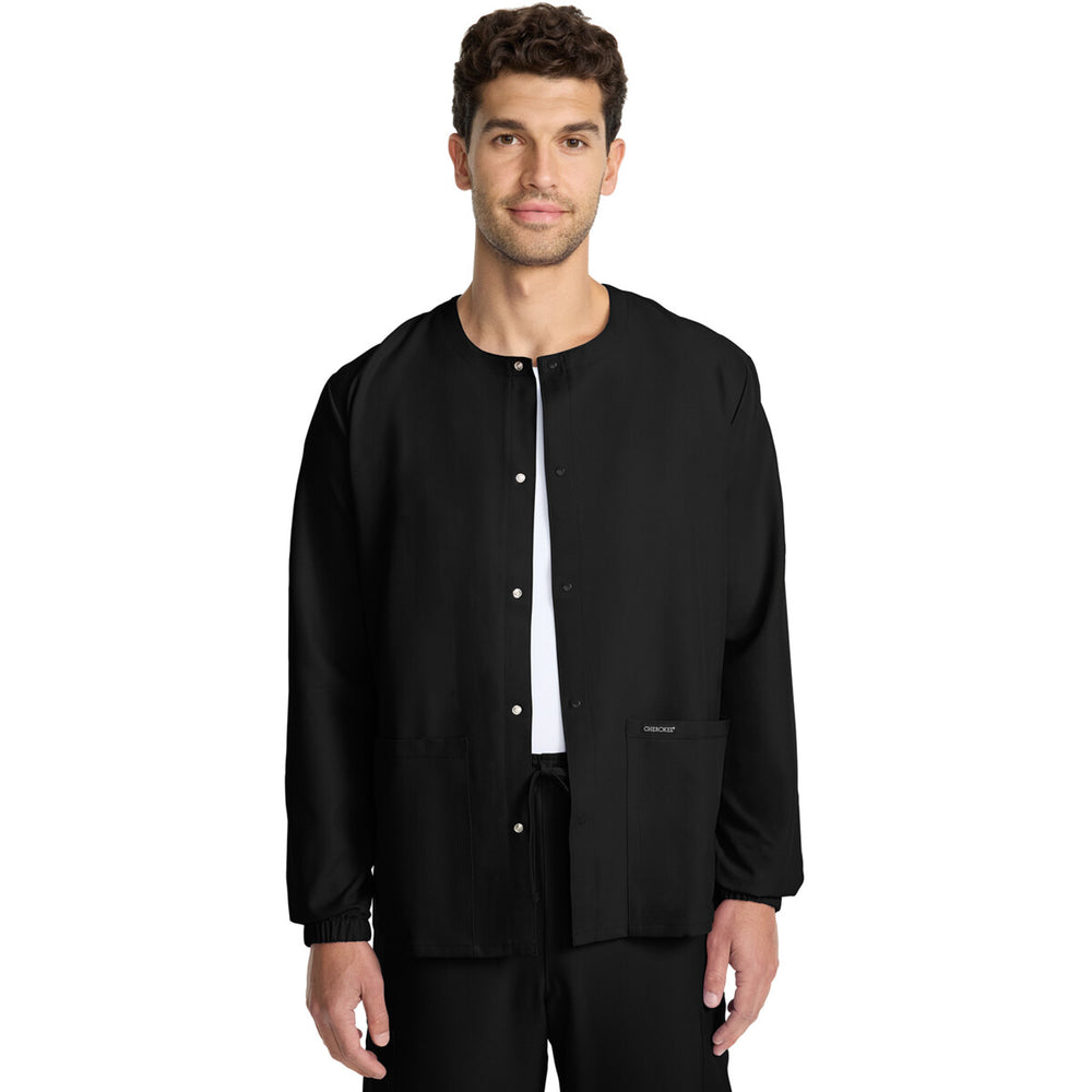 Cherokee CK393A - Unisex Snap Front Warm Up Jacket - Black