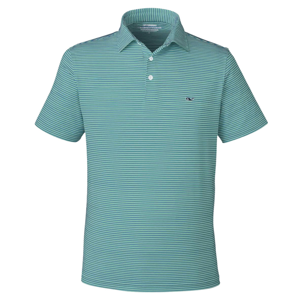 vineyard vines G012426 - Men's Bradley Stripe Sankaty Polo - Sea Clay Green