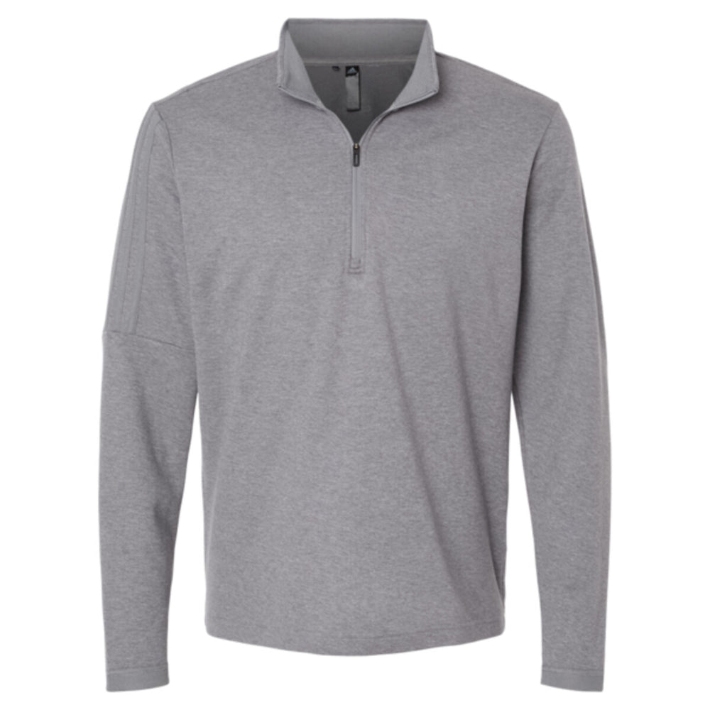 Adidas A554 - Men's 3-Stripes Quarter-Zip Sweater Pullover - Grey Three Melange