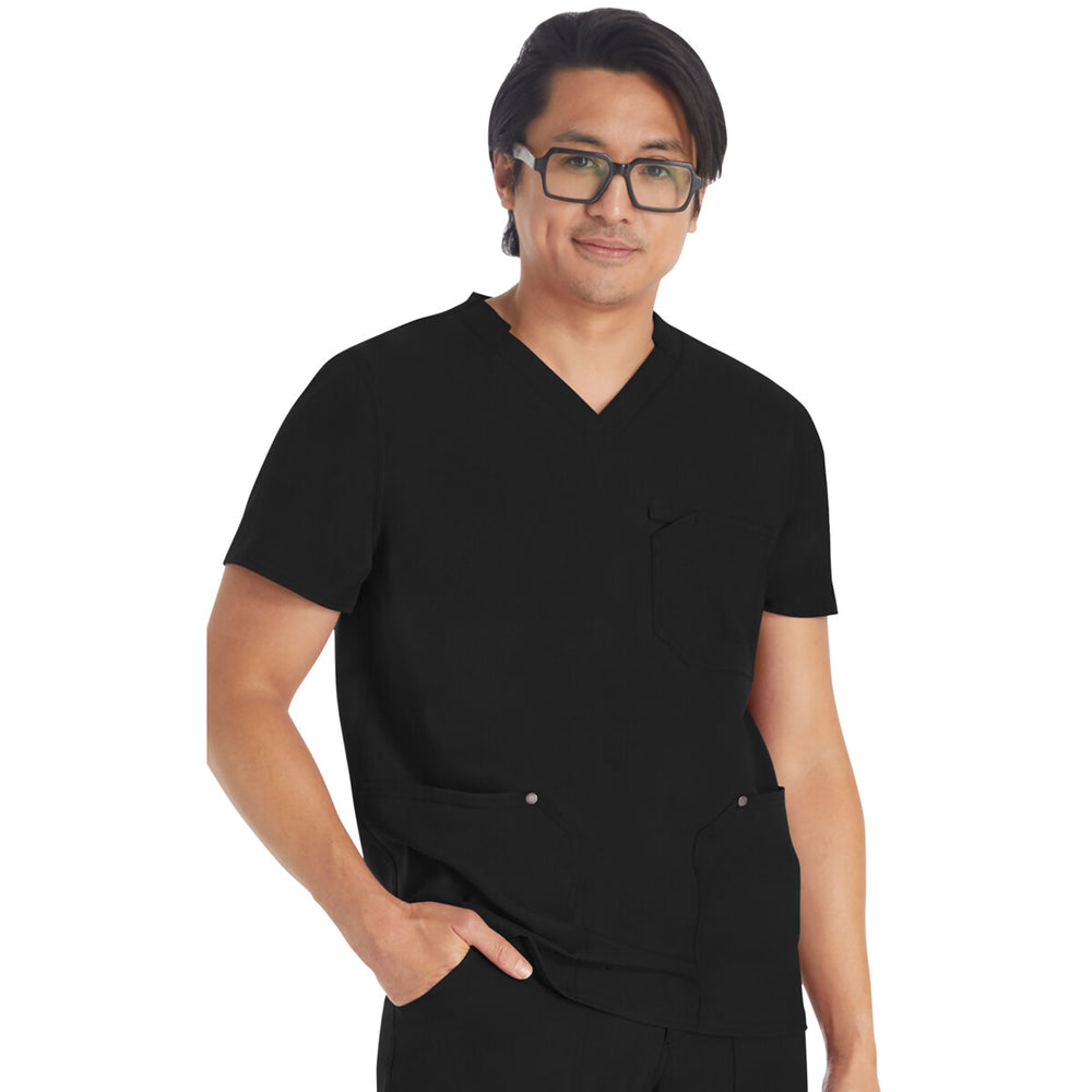 Dickies Medical DK677 - Men's V-neck Top - Black with Gold