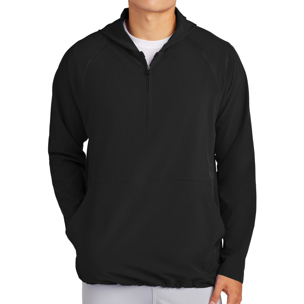 Sport-Tek JST488 - Repeat 1/2 Zip Long Sleeve Hooded Jacket - Black