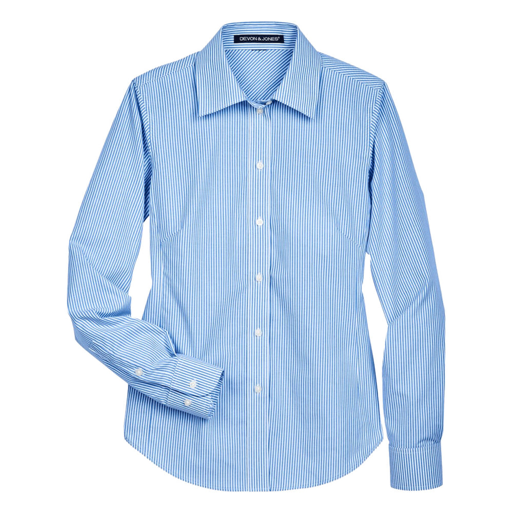 Devon & Jones D645W - Women's Crown Collection® Banker Stripe Woven Dress Shirt - French Blue