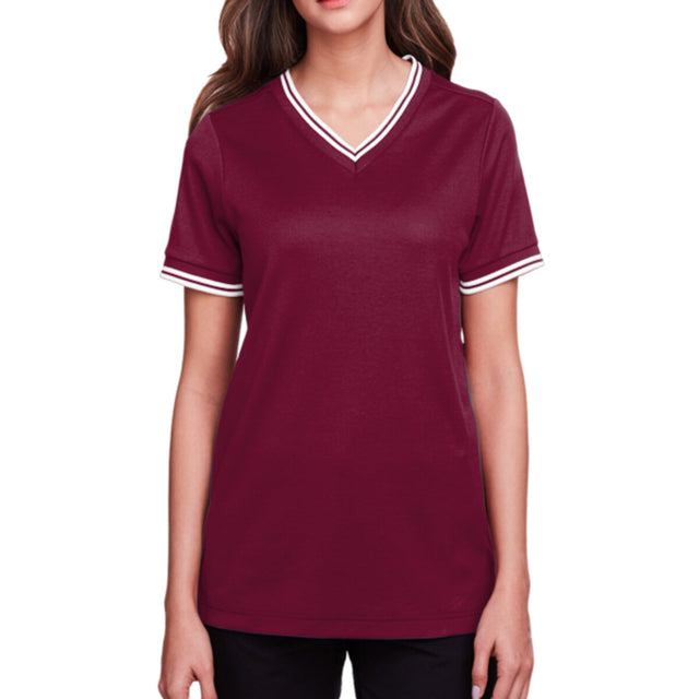 Devon & Jones DG20CW - Women's CrownLux Performance® Plaited Tipped V-Neck Shirt