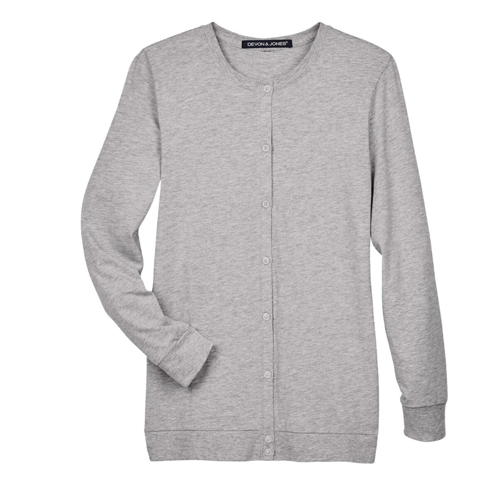 Devon & Jones DP181W - Women's Perfect Fit™ Ribbon Cardigan - Grey Heather