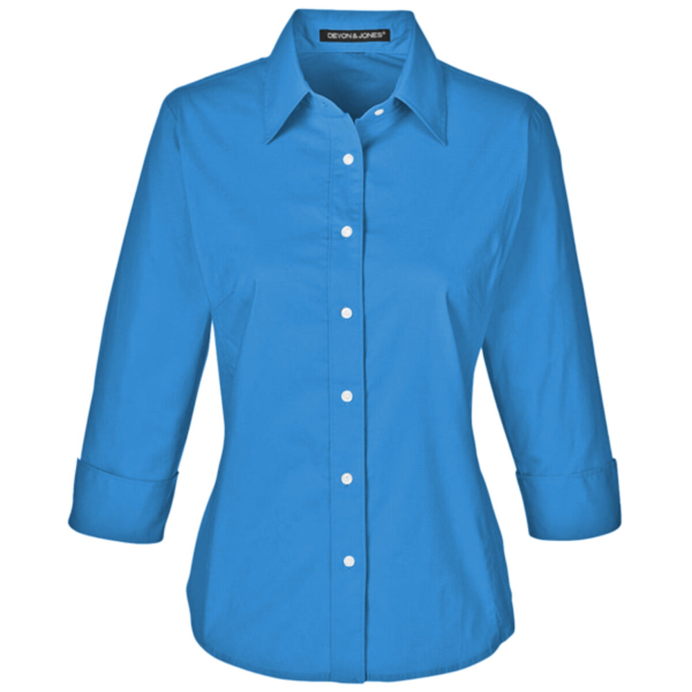 Devon & Jones DP625W - Women's Perfect Fit™ Three-Quarter Sleeve Stretch Poplin Dress Shirt - French Blue