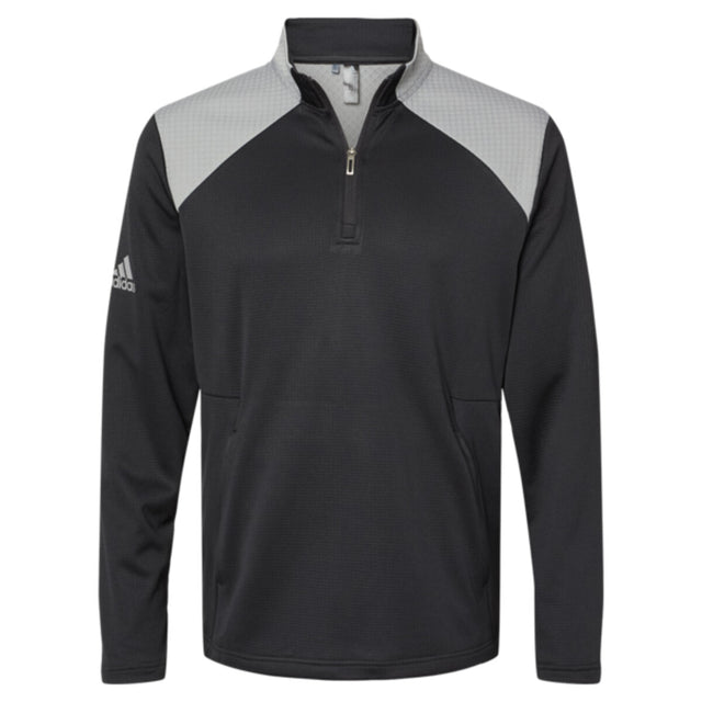 Adidas A532 - Men's Textured Mixed Media Quarter-Zip Pullover