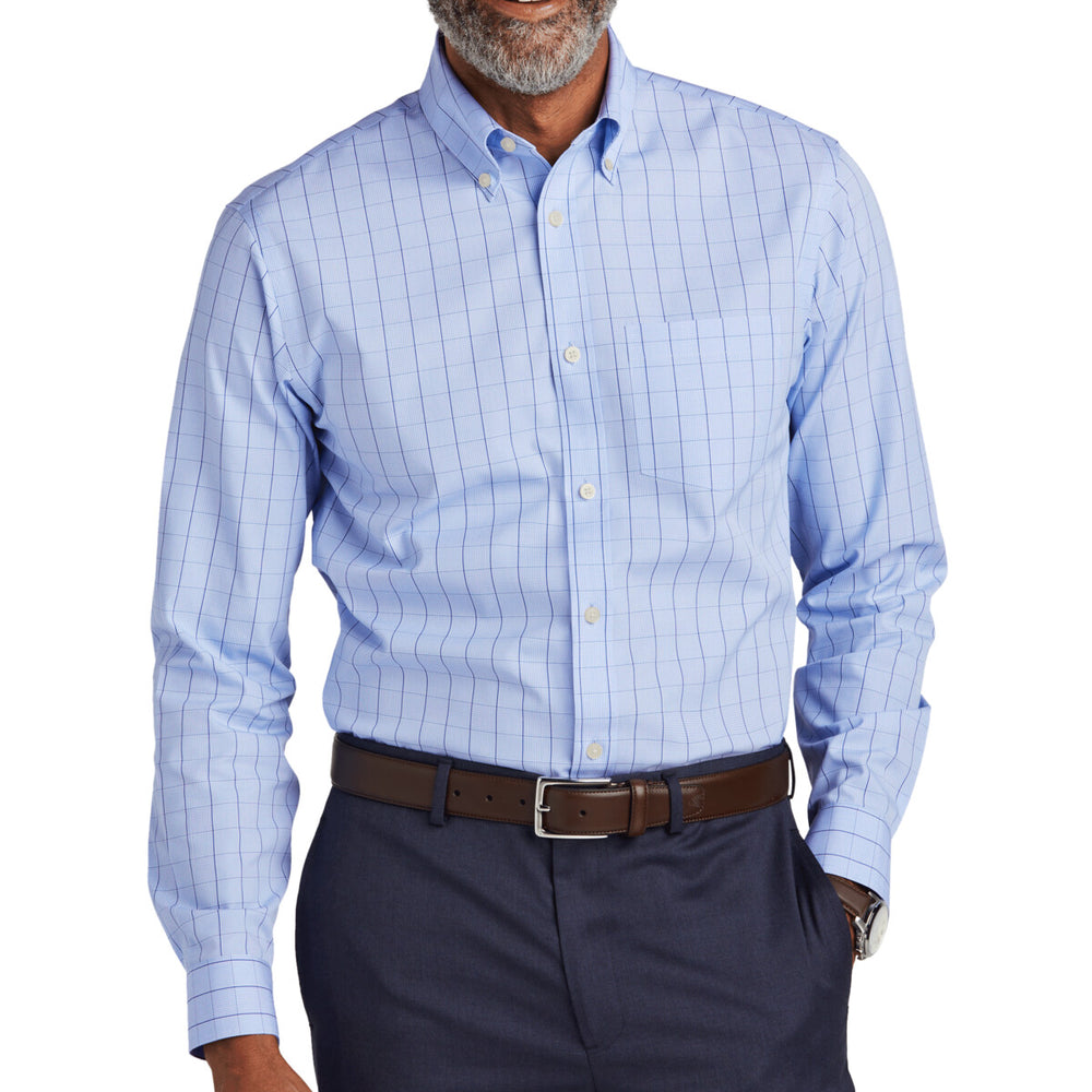 Brooks Brothers BB18008 - Wrinkle Free Stretch Patterned Shirt - Newport Blue