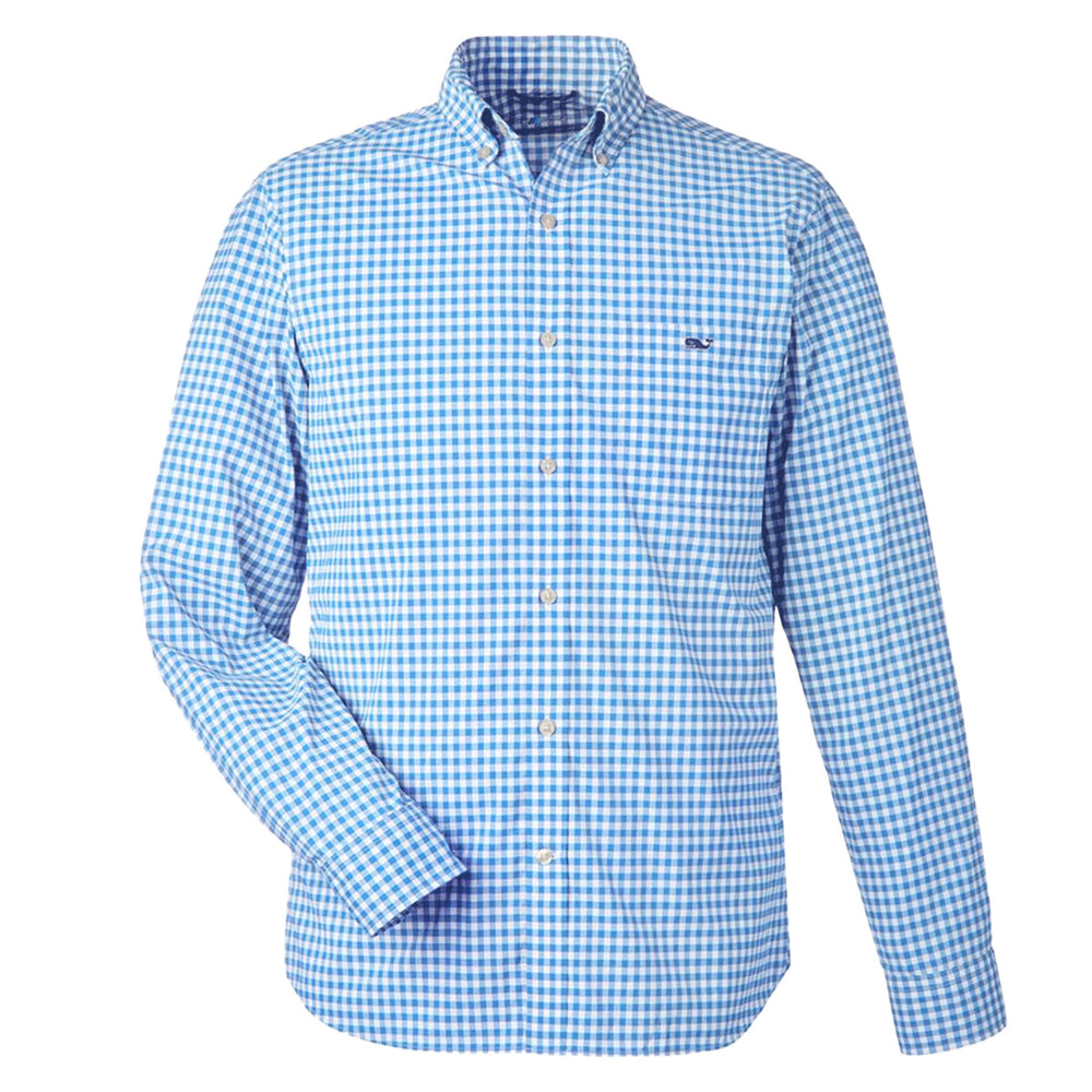 vineyard vines W012060 - Men's On-The-Go Nylon Gingham Shirt - Ocean Breeze