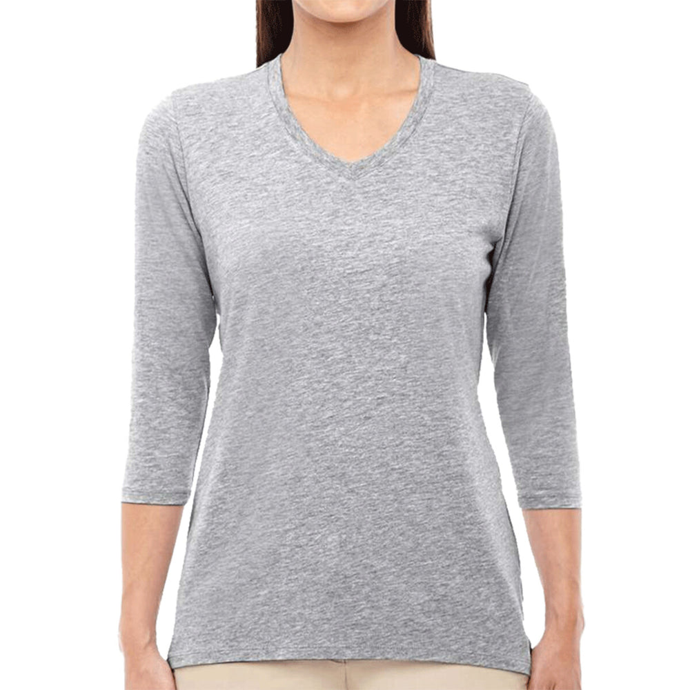 Devon & Jones DP184W - Women's Perfect Fit™ Bracelet-Length V-Neck Top - Grey Heather