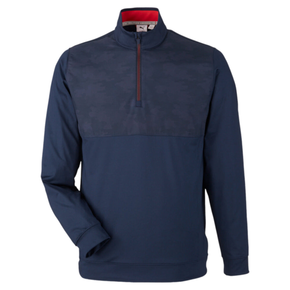 Puma Golf 537472 - Men's Volition Camo Cover Quarter-Zip Pullover - Navy Blazer/Ski Patrol