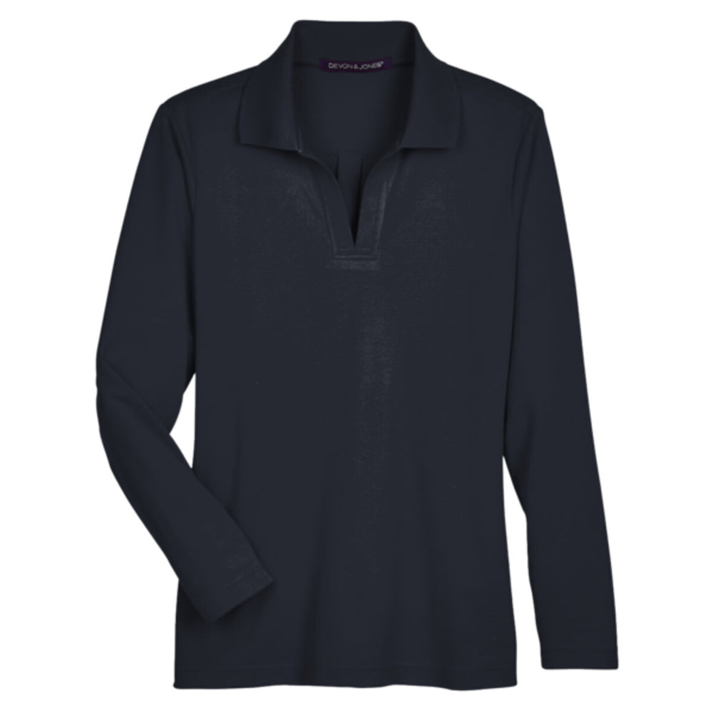 Devon & Jones DG20LW - Women's CrownLux Performance® Plaited Long Sleeve Polo - Black