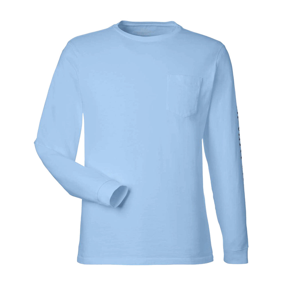 vineyard vines V021214 - Unisex Long Sleeve Pocket T-Shirt - Jet Black/Blue Blazer