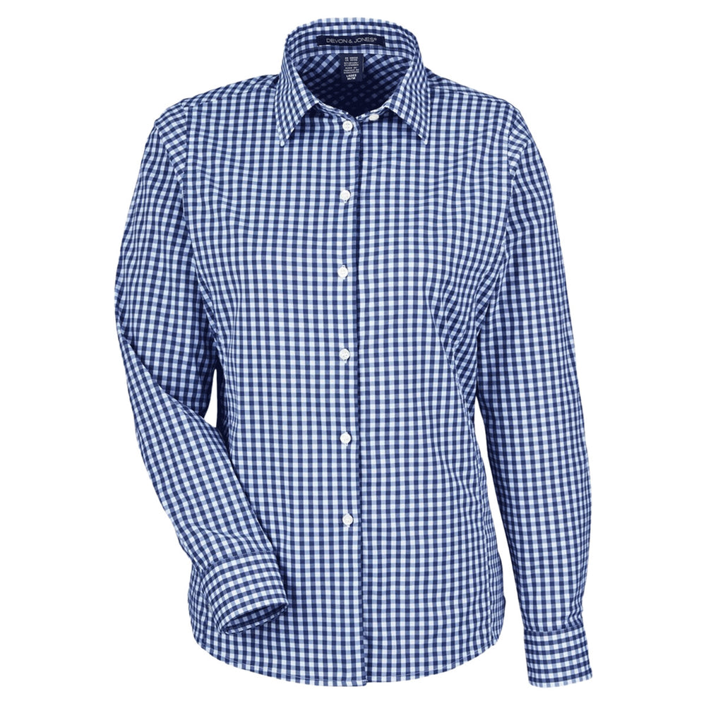 Devon & Jones DG536W - Women's CrownLux Performance® Gingham Dress Shirt - Navy/White