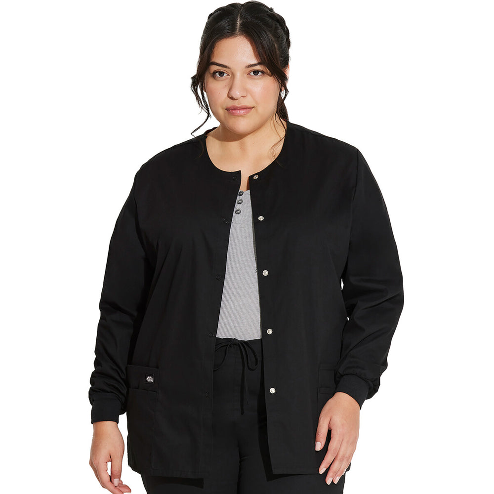 Snap Front Warm-Up Jacket - Black