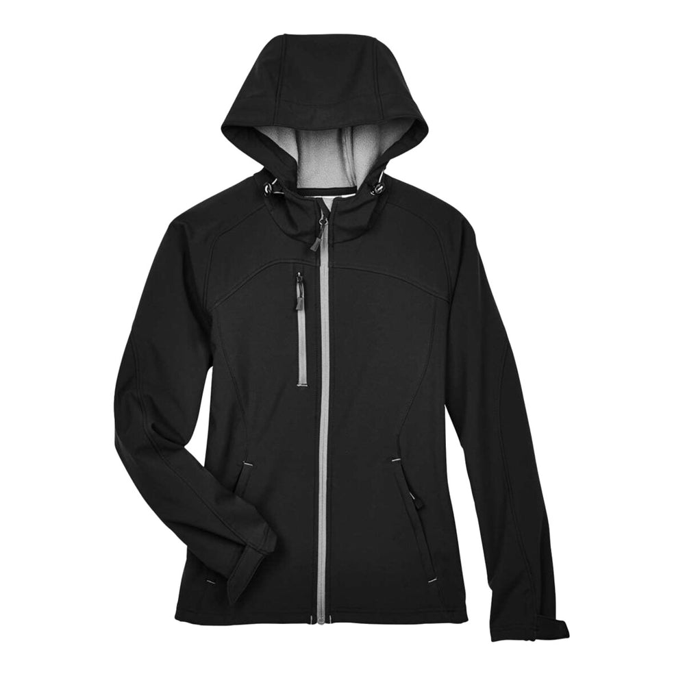 North End 78166 - Women's Prospect Two-Layer Fleece Bonded Soft Shell Hooded Jacket - Black
