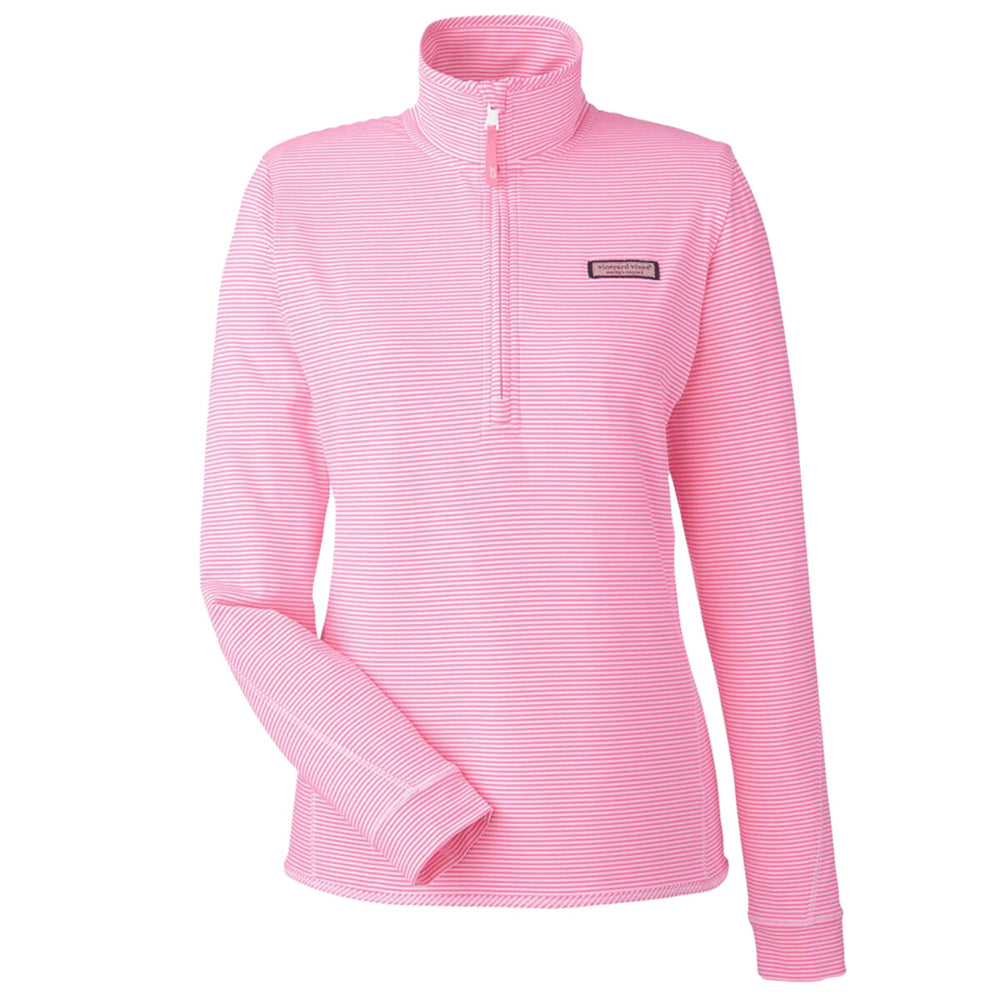 vineyard vines K002521 - Women's Microstripe Sankaty Half-Zip Pullover - Knockout Pink