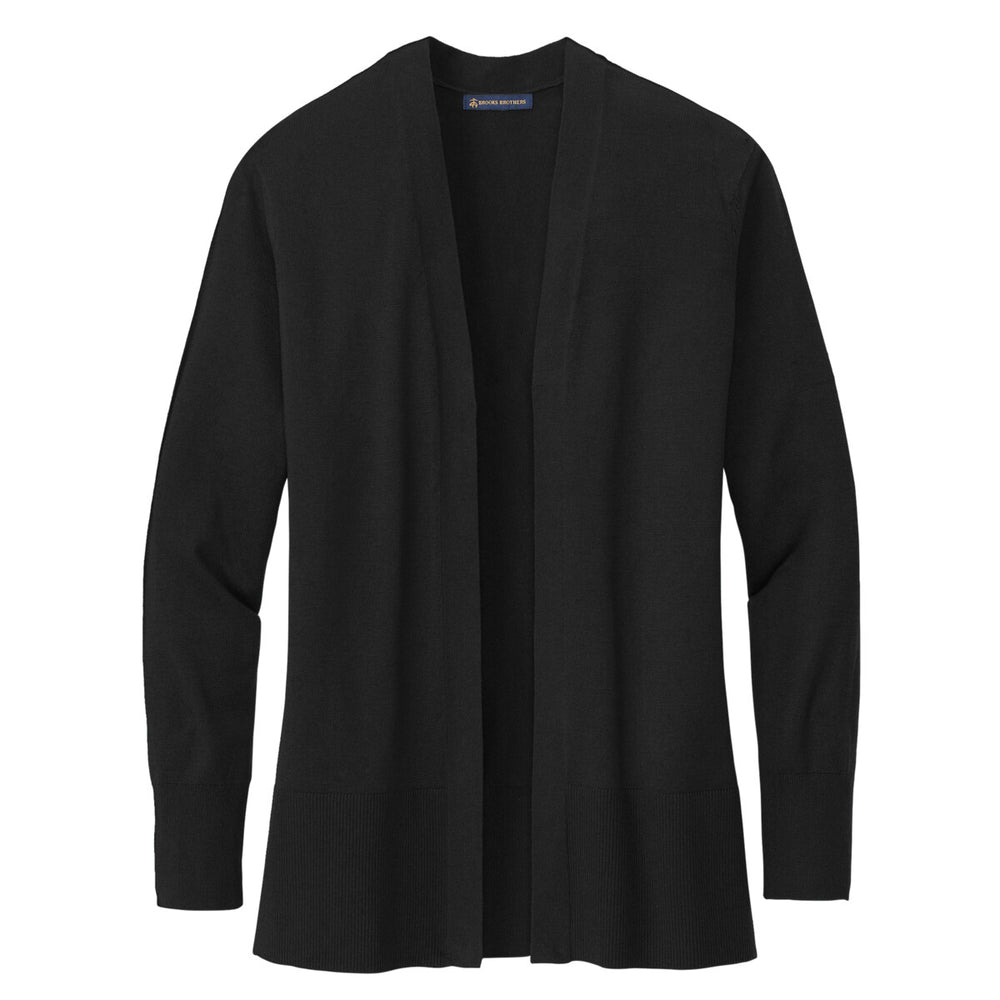 Brooks Brothers BB18403 - Women's Cotton Stretch Long Cardigan Sweater - Deep Black