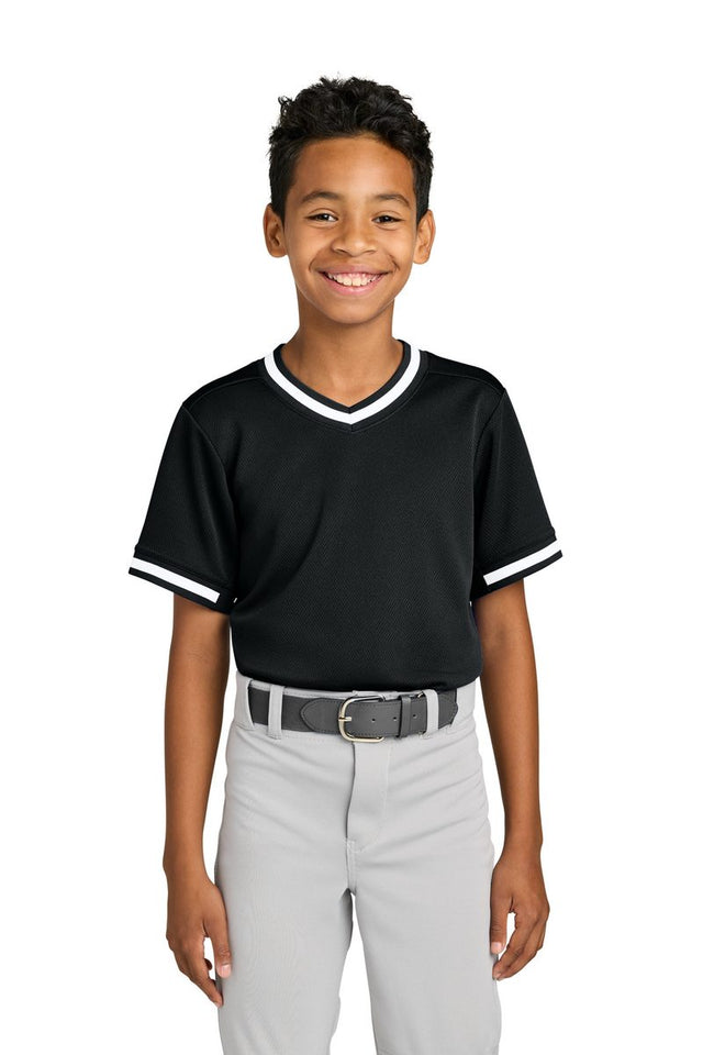 Sport-Tek YST221 - Youth Tough Mesh V-Neck Baseball Jersey