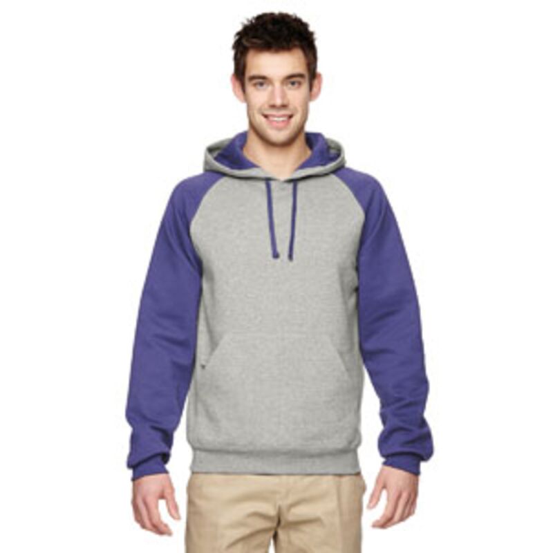 Adult NuBlend® Colorblock Raglan Pullover Hooded Sweatshirt Thumbnail
