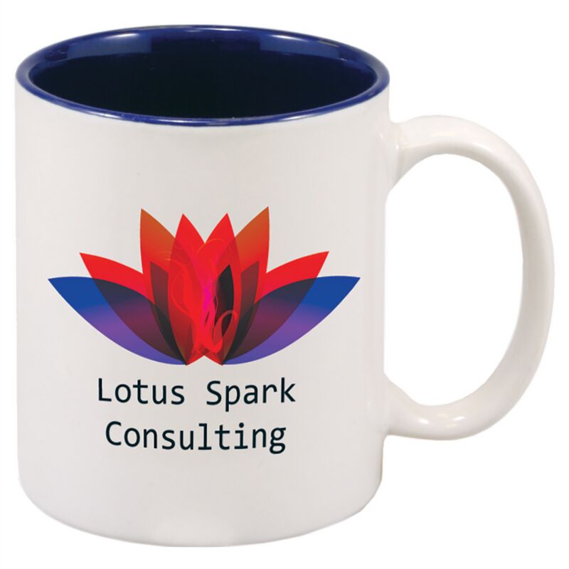 11 oz. White/Blue Sublimatable Ceramic Mug. Thumbnail