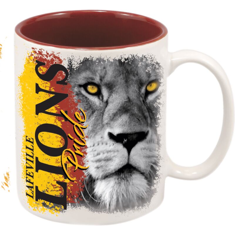 11 oz. White/Maroon Sublimatable Ceramic Mug. Thumbnail