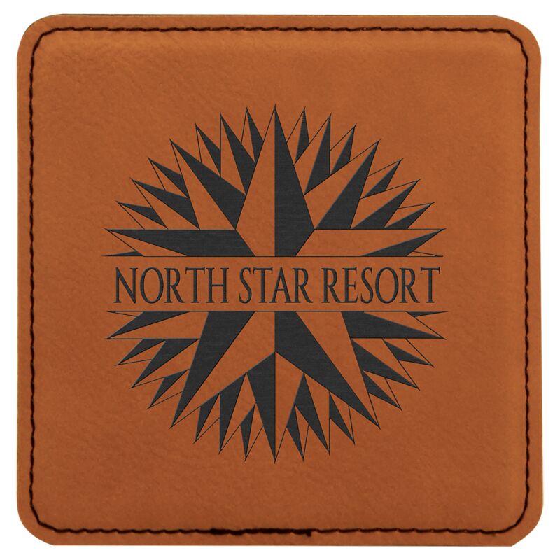 Square Rawhide Laserable Leatherette Coaster Thumbnail