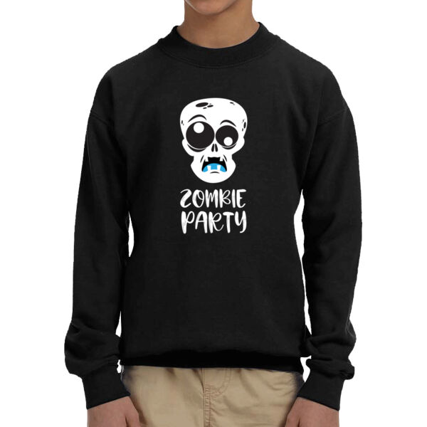 Zombie Skull Party - Youth Fleece Crew Sweatshirt Thumbnail