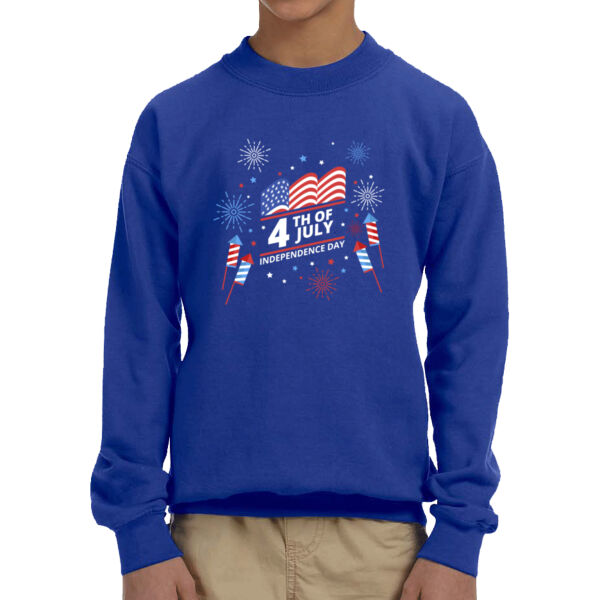 Fireworks Independence Day - Youth Fleece Crew Sweatshirt Thumbnail