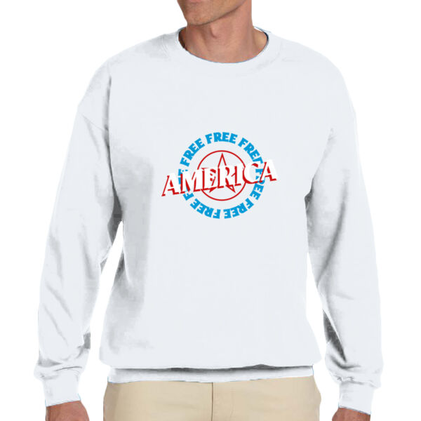  Rounded Free America - Unisex Adult Fleece Crew Sweatshirt Thumbnail