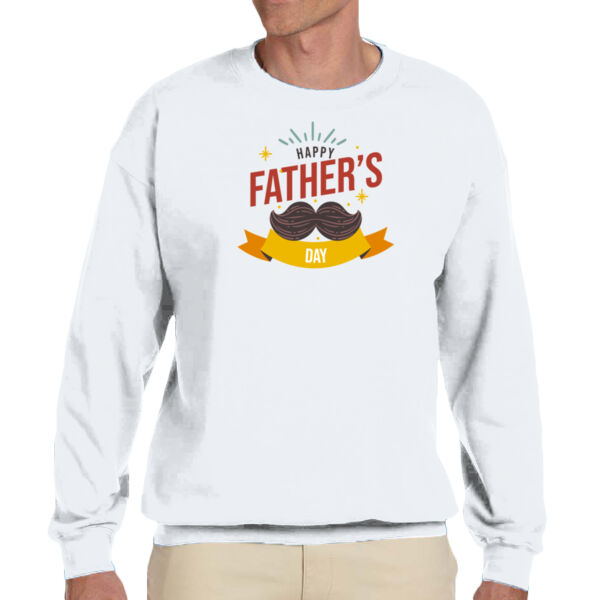 Mustache Celebrating Dad - Unisex Adult Fleece Crew Sweatshirt Thumbnail