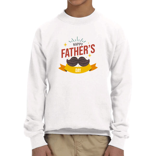 Mustache Celebrating Dad - Youth Fleece Crew Sweatshirt Thumbnail