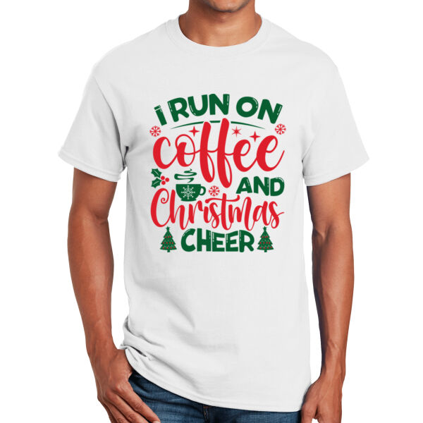 I Run on Coffee and Christmas Cheer - Unisex Adult T - Shirt Thumbnail