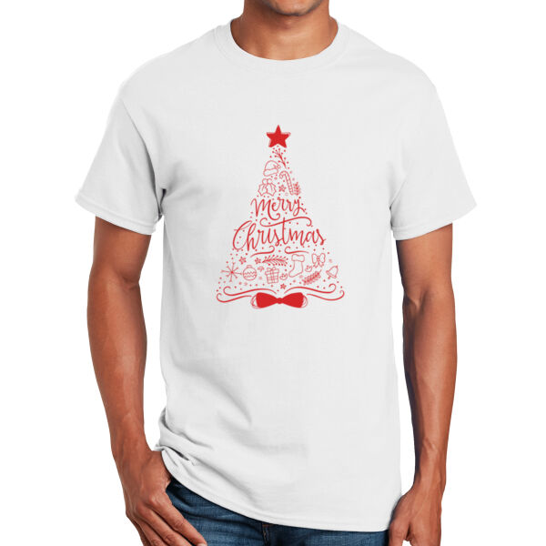 Merry Christmas Tree Design - Unisex Adult T - Shirt Thumbnail