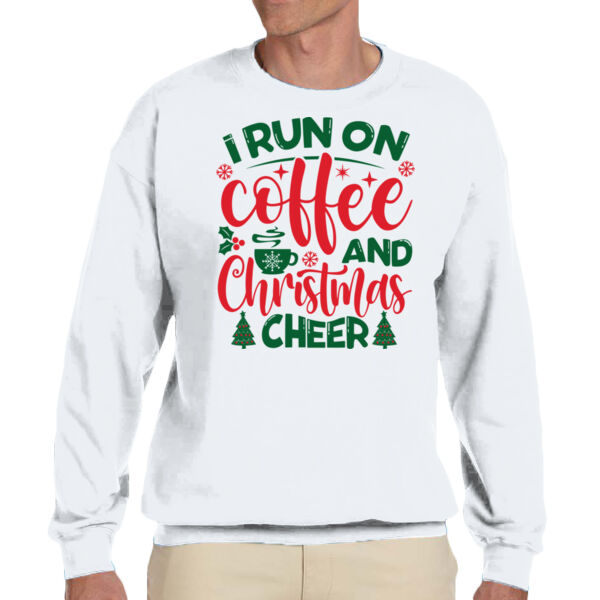 I Run on Coffee and Christmas Cheer - Unisex Adult Fleece Crew Sweatshirt Thumbnail