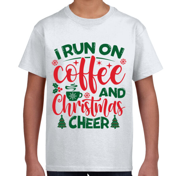 I Run on Coffee and Christmas Cheer - Youth T -Shirt Thumbnail