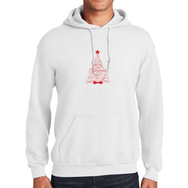 Merry Christmas Tree Design - Unisex Adult Fleece Hooded Sweatshirt Thumbnail